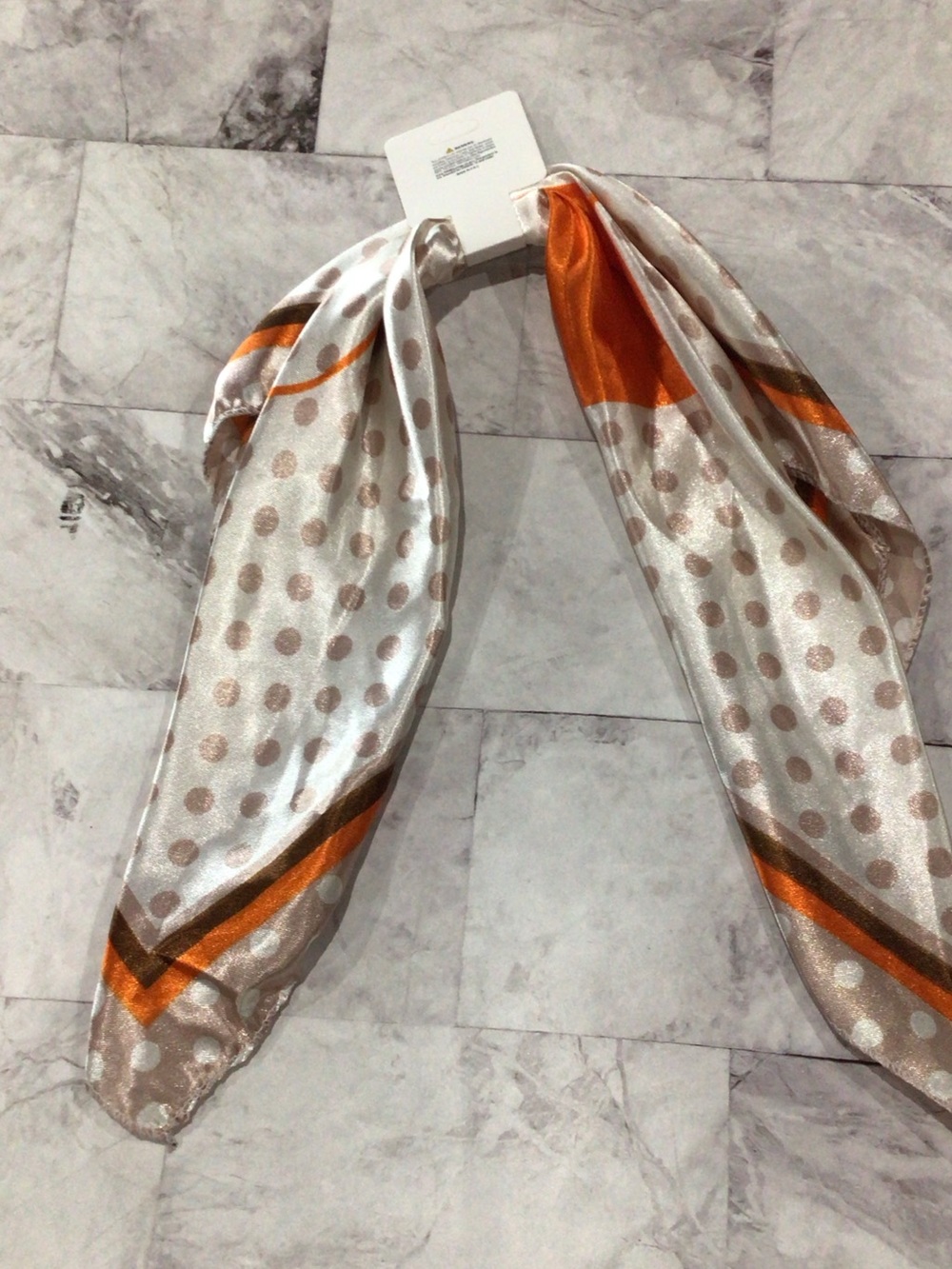 Silky Polka Dot Orange Accent Scarf - Women Accessories